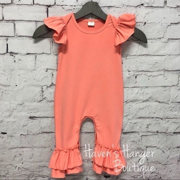 Baby Girl Peach/Coral Romper  - Picture 1 of 4